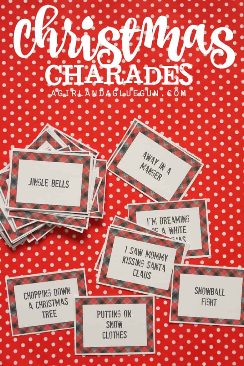 text and charade cards on a red background