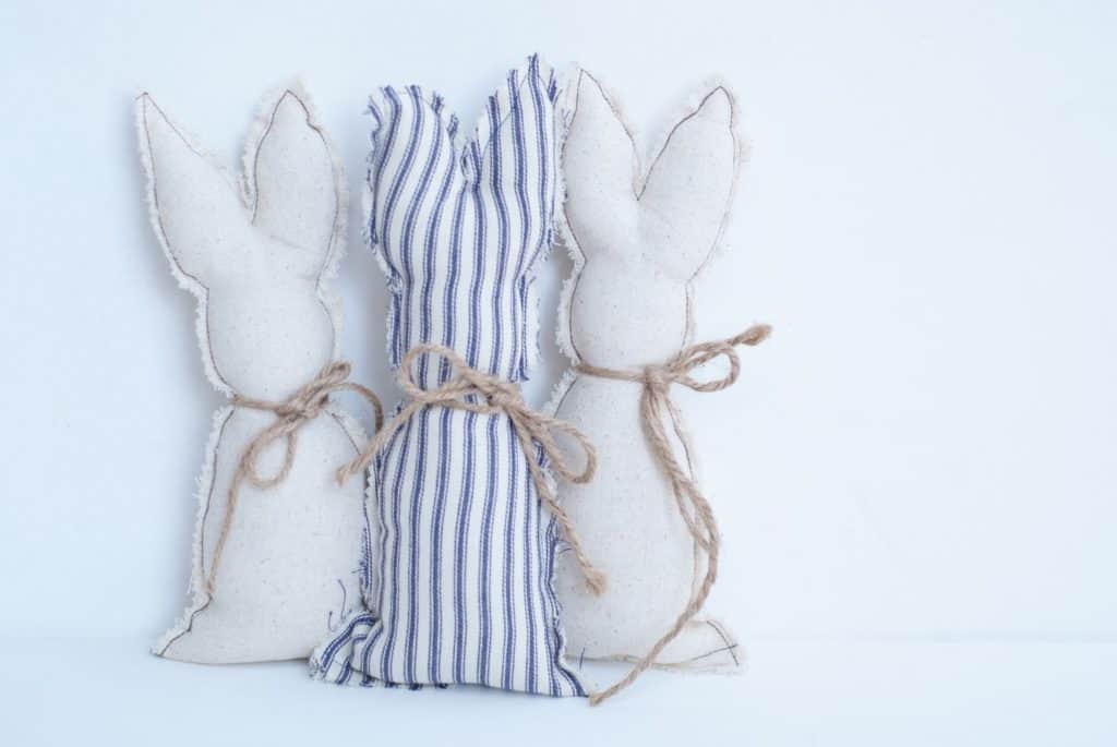 3 fabric sewn bunny silhouettes diy easter decoration
