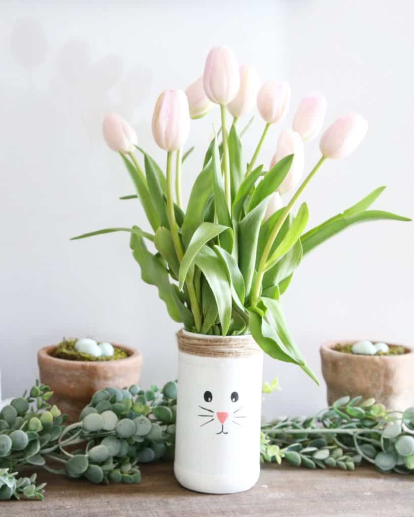 DIY recycled easter bunny jar vase diy easter decoration