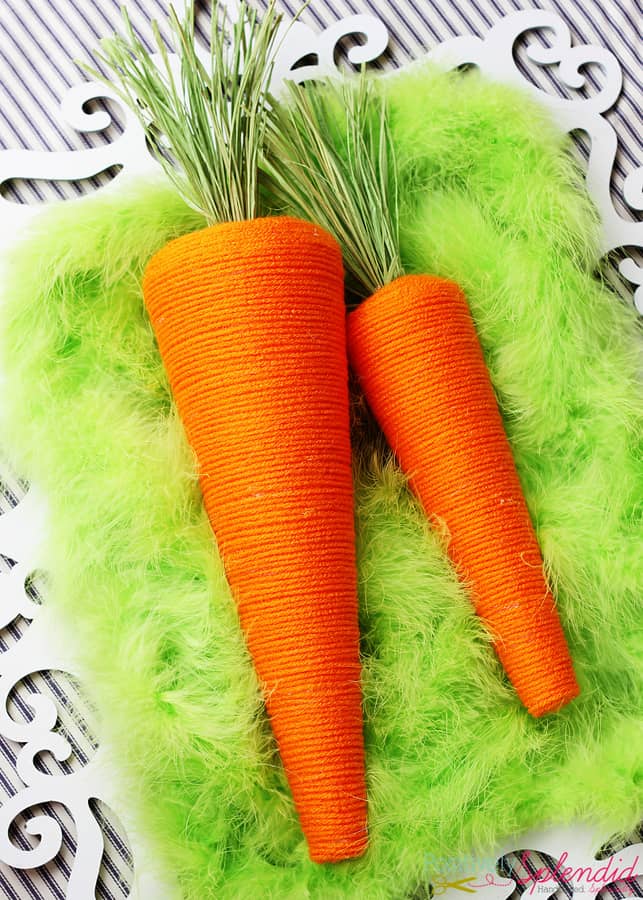 yarn-wrapped carrots diy easter decoration