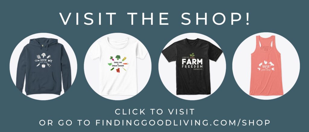 findinggoodliving.com merchandise shop ad banner